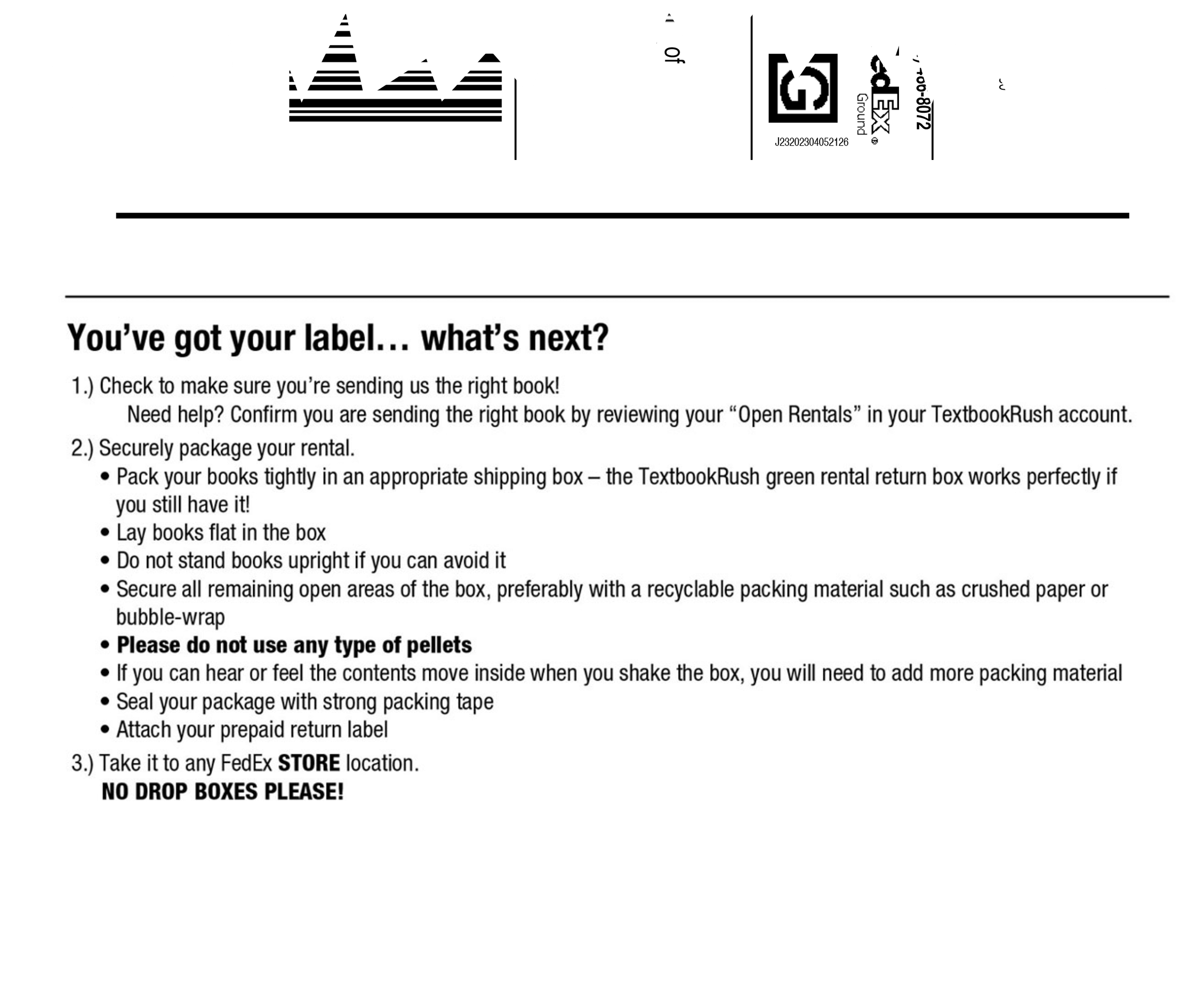Screenshot of the original rental return instructions