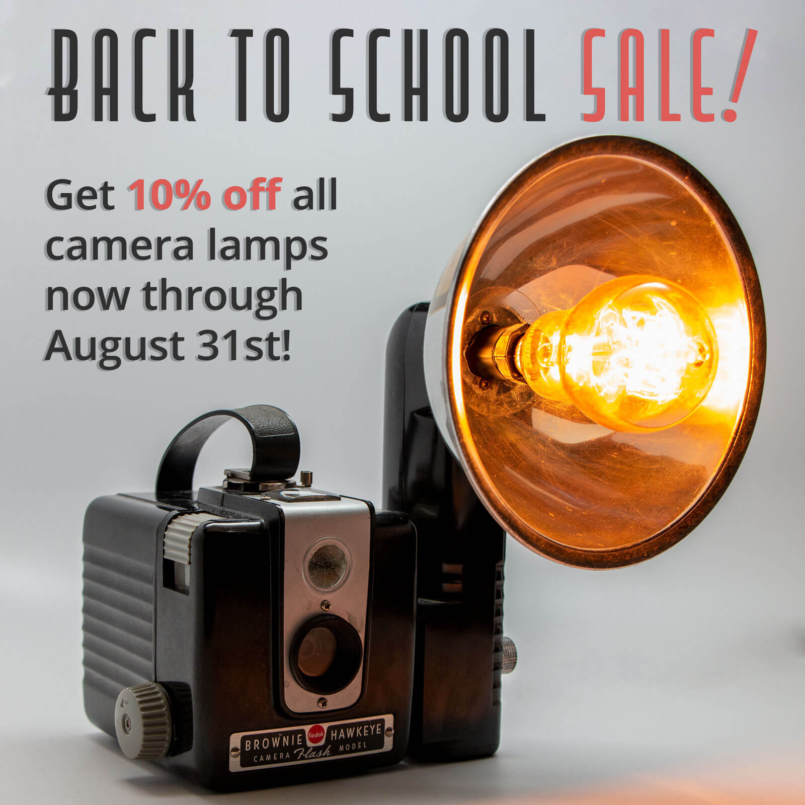 Back to school sale! Get 10% off all camera lamps now through August 31st!