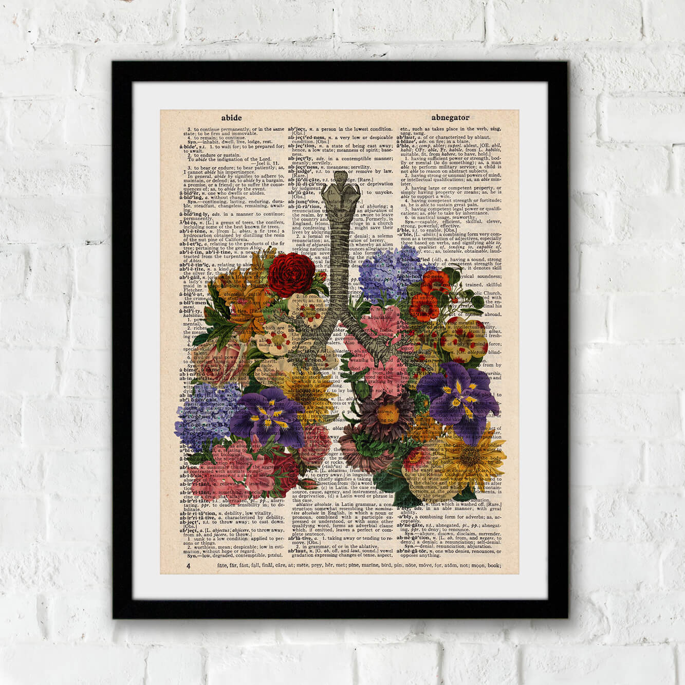 Portrait of lungs composed of an assortment of flowers.