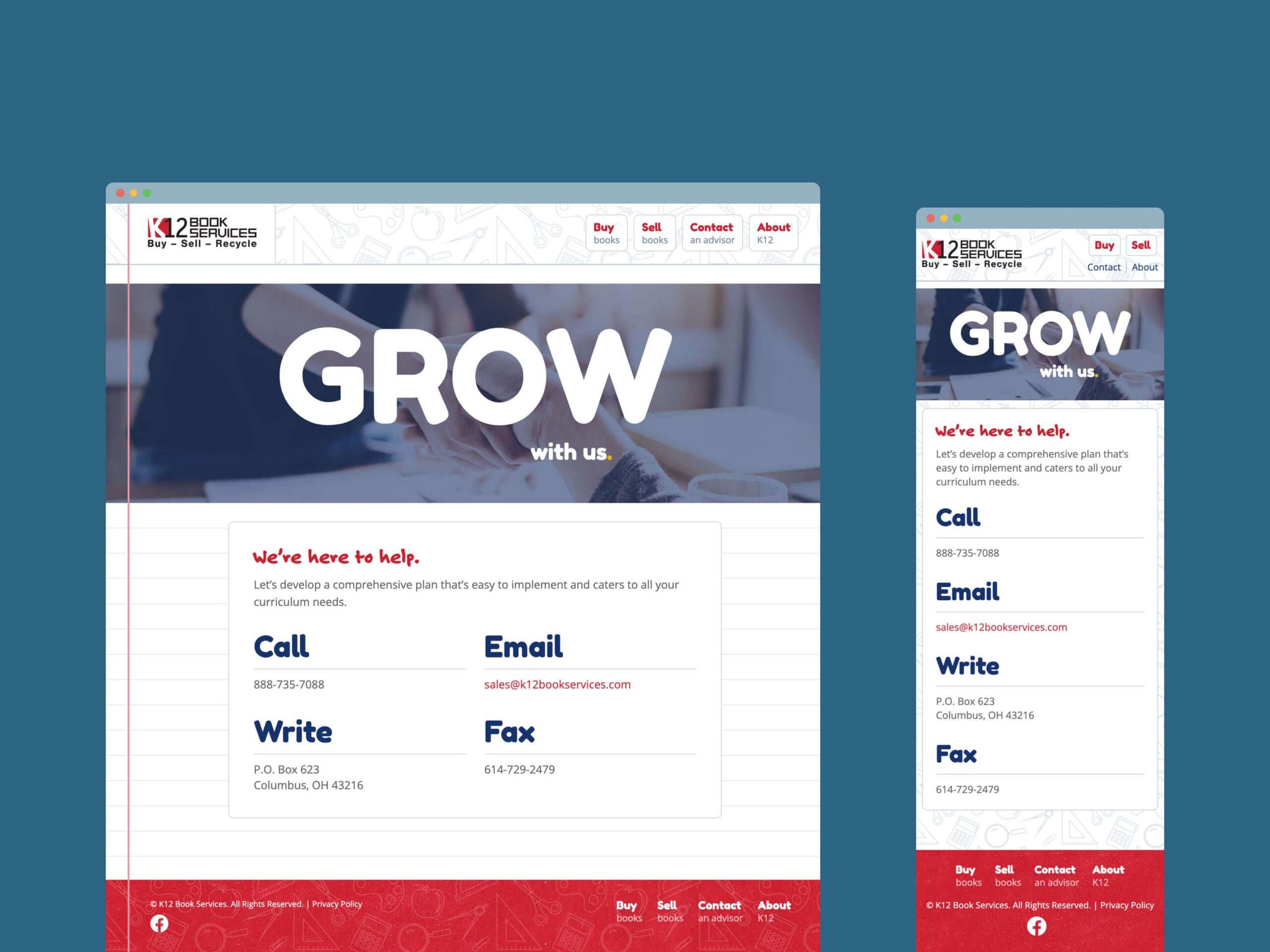 K12 contact page designs