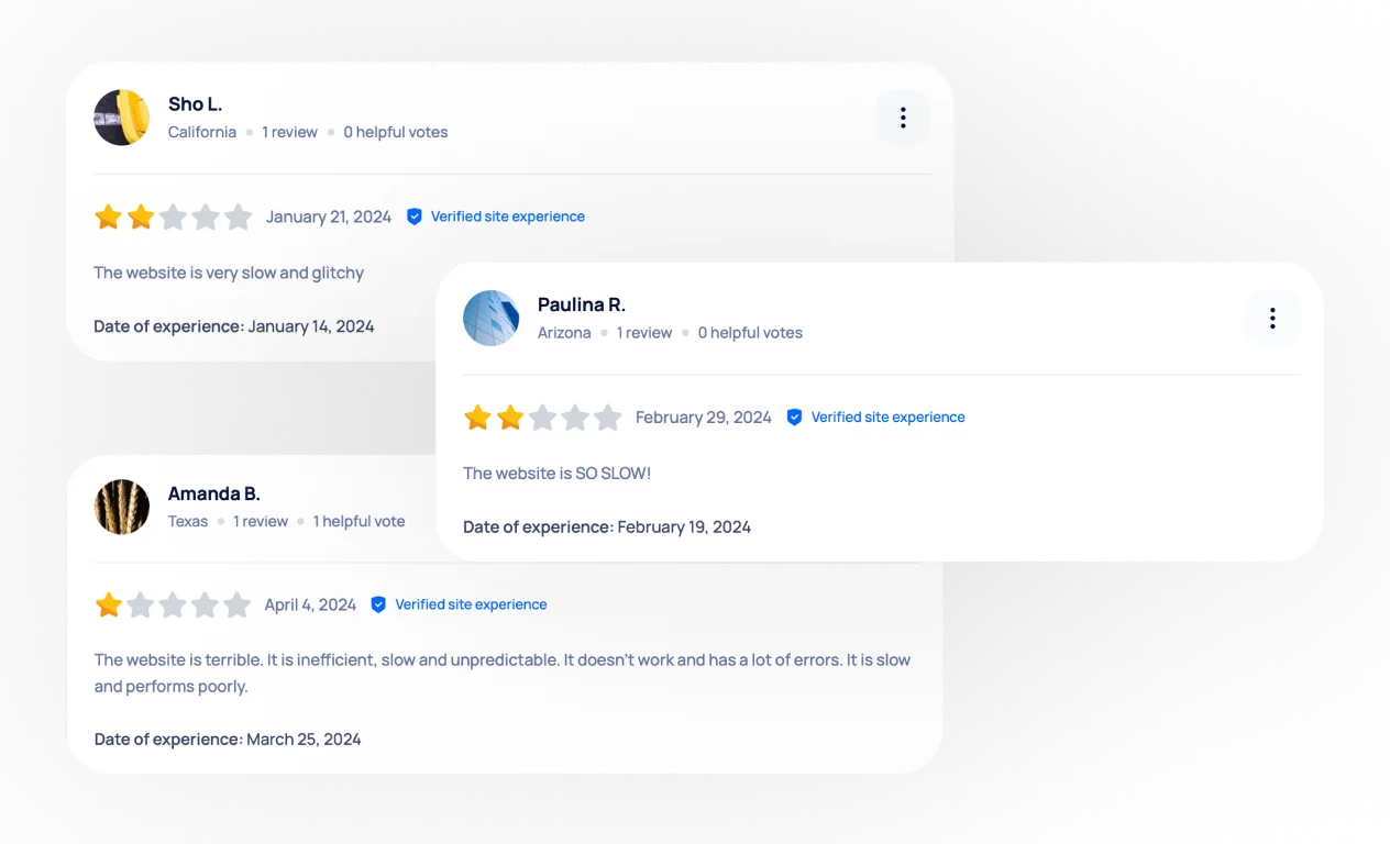 Negative reviews about site speed